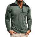 Custom Men's Casual Stand Collar Half Zip Knit Pullover Long Sleeve Contrast Color Sweatshirt Fall Winter 75%Polyester