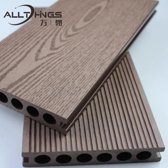 Wood Substitute Hollow Hole Terasse Advanced Wood Composite Wood Grain Embossing Wpc Outdoor Suelo Exterior Floor