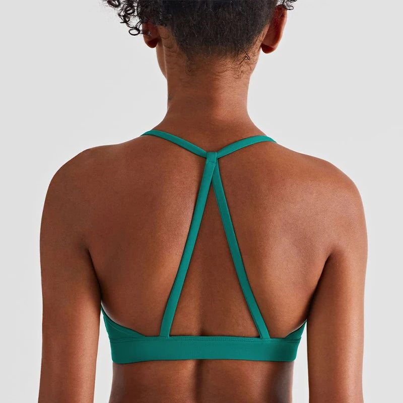 Women's Sexy Naked Sports Yoga Workout Fitness Bra Top New Design Soft Breathable Halter Neck Quick Dry Gym Wear Adults Spandex