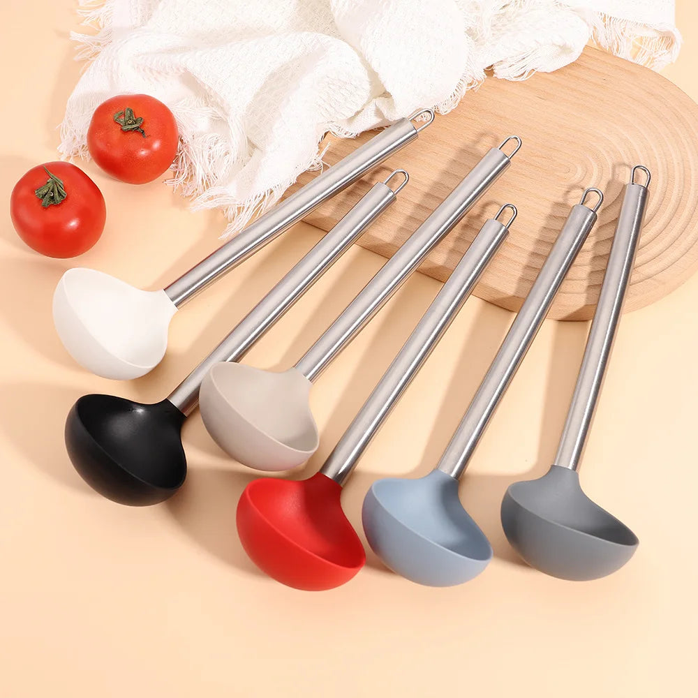 Stainless Steel Long Handle Silicone Spatula Colander Cooking Kitchen Silicone Kitchenware