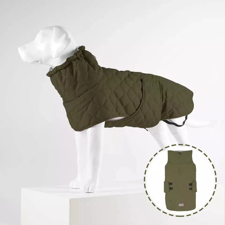 OEM/ODM Windproof Large Pet Dog Winter Quilted Cotton Sports Style Warm Comfortable Jacket with Reflective Tape