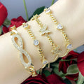 SC European American 18K Gold Plated Bracelet Creative Shiny Zircon Bracelet Original Love Heart Butterfly Tennis Bracelet