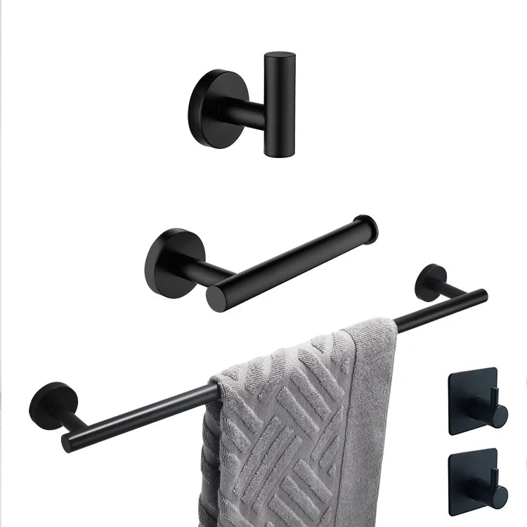 Modern 304 Stainless Steel Wall Mounted Bathroom Accessories Set Brushed Finish Metal Design