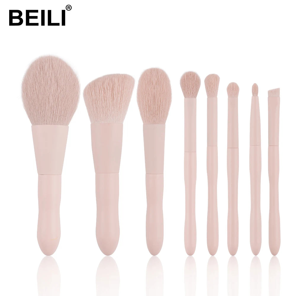 BEILI Fashionable Personalized Mini Wood Handle Make up Brush Light pink Private Label Bushes Cosmetic Brochas De Maquillaje