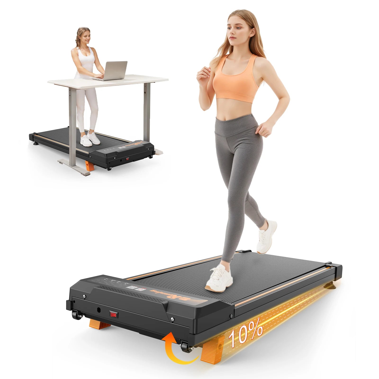 Smart Electric Treadmill with App Control 2.4 Degree Incline Running Machine Portable Fitness Equipment for Home Workout