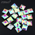 JUNAO Wholesale 8mm 10mm 12mm 14mm Clear Crystal AB Strass Fancy Square Diamond Pointback Glass Rhinestone for Dress