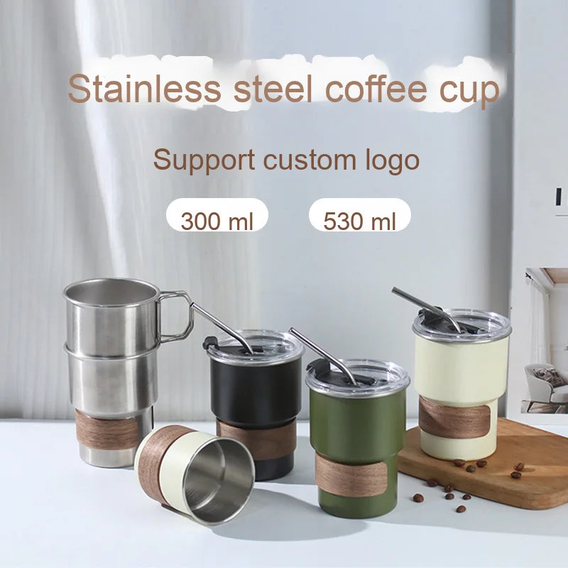Customizable Stainless Steel 304 Coffee Cup with Engraving Large Small Step Cups for Outdoor Camping Direct Drinking Beer Cup