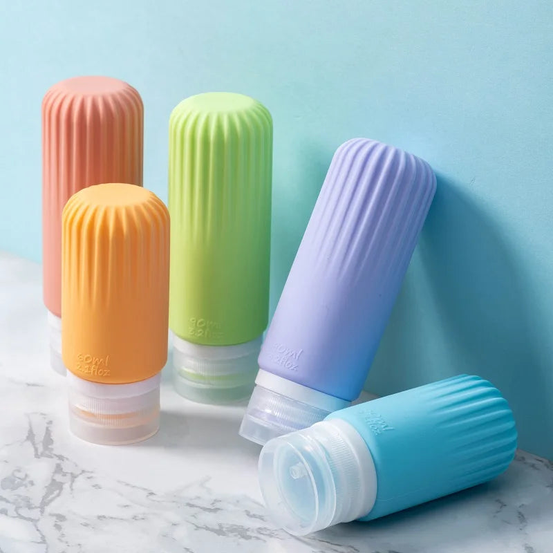 Portable Eco-Friendly Silicone Travel Bottle 60ml 30g Skin Care Cosmetic Squeeze Shampoo with Leak Proof Lid