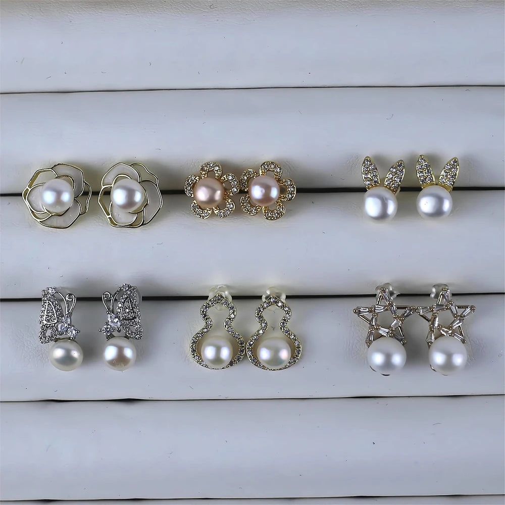 Wholesale Earrings in Bulk Jewelry Freshwater Pearl Earrings Set for Woman Ladies Fancy Fashion Stud Earrings