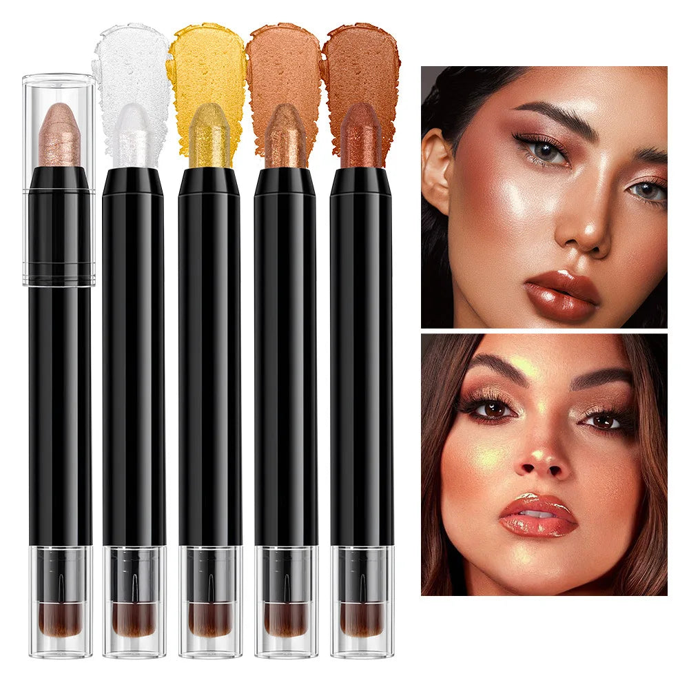 Buildable Cream Highlighter Stick Shimmer Highlighter and Bronzer Stick Face Brighten