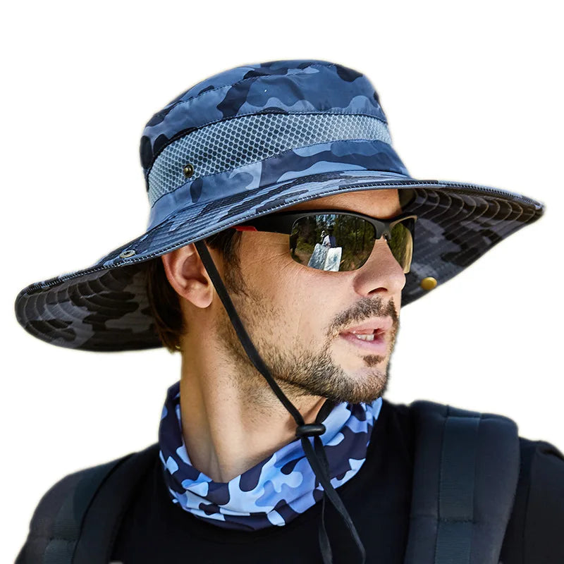 2025 New Classic Cross Border Outdoor Fisherman Hat Leisure Jungle Round Edge Net Mountaineering Fishing Camouflage Benny Hat