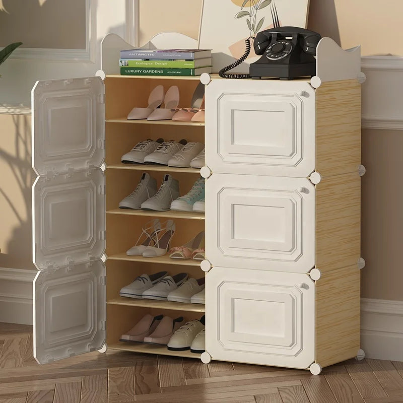 Adjustable Multi-Layer Plastic Shoe Rack Organizer Space-Saving Display Racks for Living Room Home Furniture Warehouse Storage