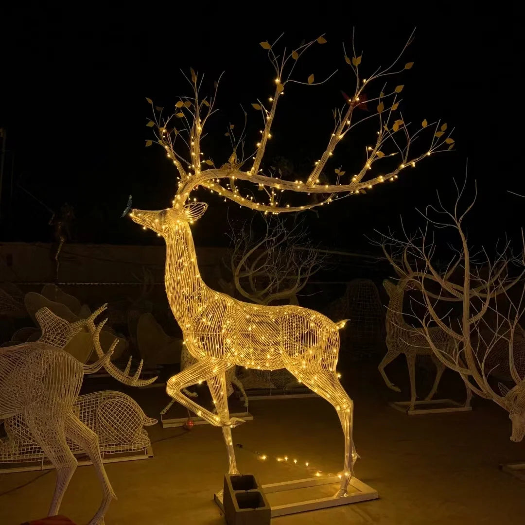 Custom Knitted Garden Yard 3D Metal Twisted Frame Mesh Wire Sculpture Art Animal Wire Deer Sculpture