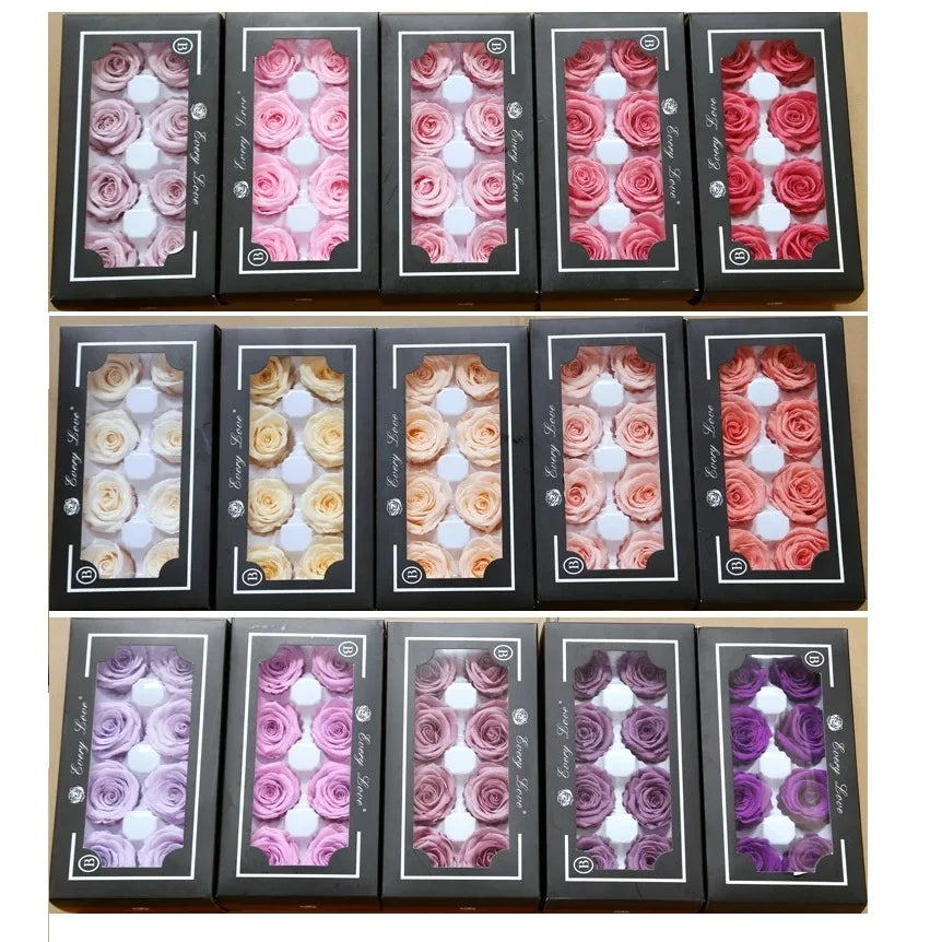 Eternal Life Immortal Rose Dried Artificial Preserved Square Gift Box Christmas Occasion Head Roses Flower Material