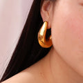 High Quality Casting Jewelry Geometric 18K Gold Plated Sud Stainless Steel U Shape Chunky Hoop Earrings for Women No Tarnish