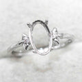 Sterling Silver 6*10mm Semi Mount Ring Empty Frame Blank Support Setting S925 Base Holder Without Center Stone for DIY Inlay