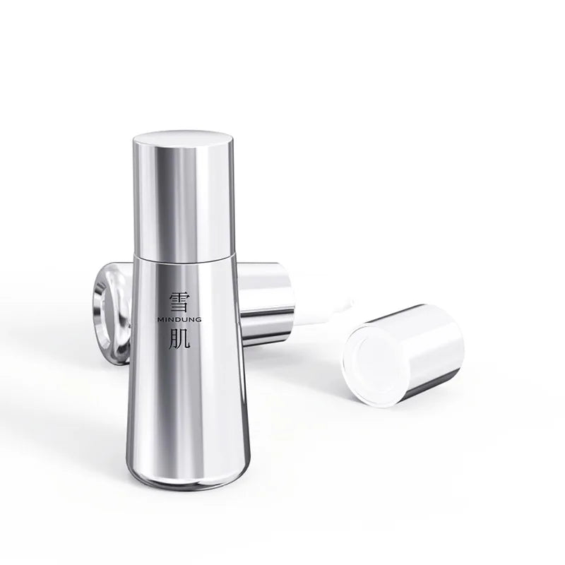 110ml 150ml Cylinder Refillable Custom Empty Electroplating Silver Cosmetic Petg Lotion Packaging Serum Pump Bottle
