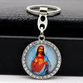 Round Shape Metal Pendant With Diamond Key Chain Accessory Pendant Bag Pendant