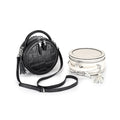 Ladies' Genuine Leather Crocodile Clutch Handbag Barrel Bag with Open Closure Fashionable Round Shoulder Bag for Women