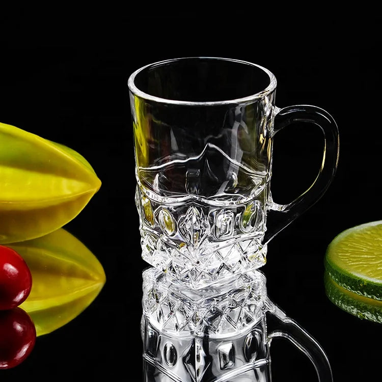 Multifunction 160ml Coffee Milk Juice Glass Soju Shot Glasses Shot Glass with Handle Drinking Glass Cups For Restaurant