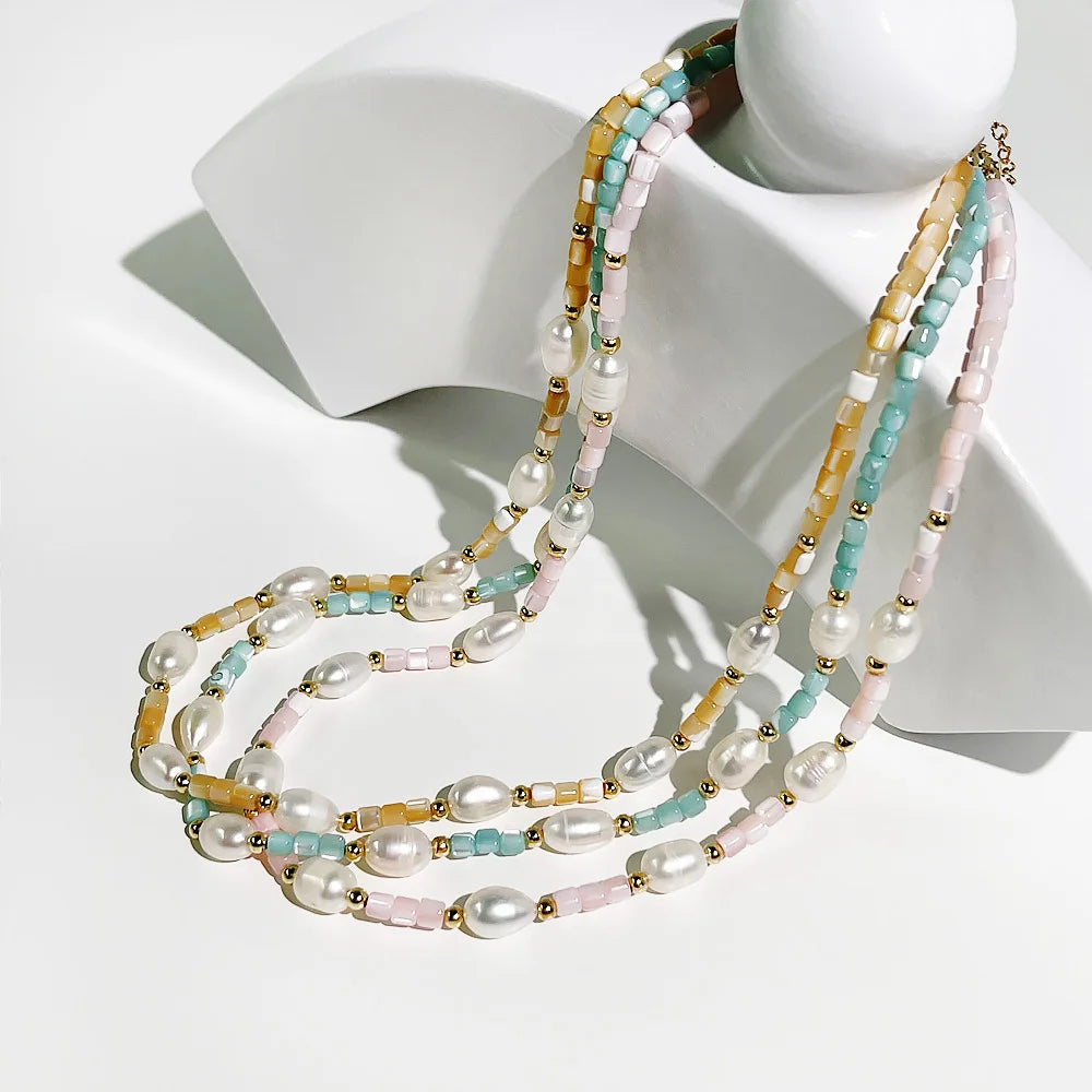 Handmade Designer Natural Shell Beaded Freshwater Pearl Necklace for Women and Girls Jewelry Ladies