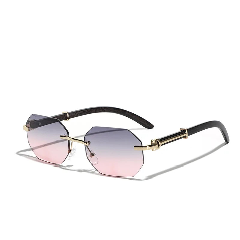 Vintage Custom Logo Fashion Rimless Sunglasses Men Uv 400 Color Square Unisex Sunglasses Women