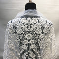 Ivory White Bridal Lace Fabric 3D Floral Embroidered French Tulle Beaded Lace for Wedding Gown Dress