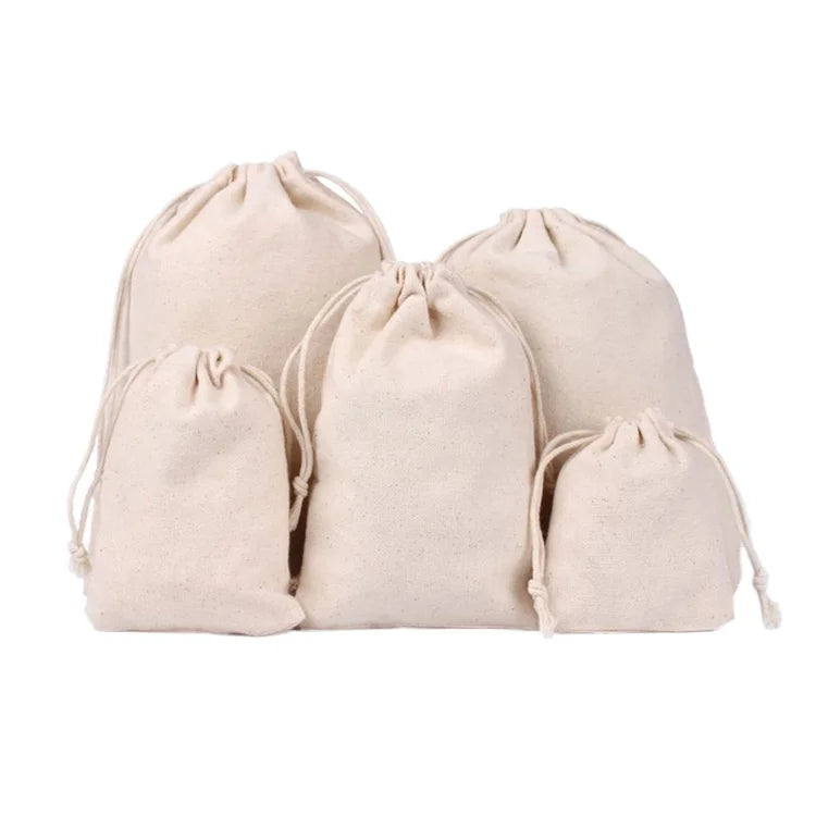 Personalized Eco-Friendly Organic Muslin Cotton Promotional Bag with Shoulder Strap and Logo Printed (Medium Size)