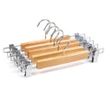 Tailai Wooden Pants Hangers Wood Skirt Hangers Trousers Bottom Hangers with Adjustable Clips 360 Swivel Hook Premium Solid Wood