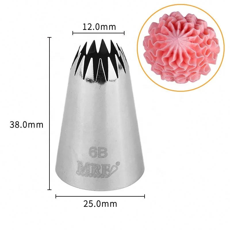 #6B Icing Piping Nozzles Cream Baking Pastry Cake Tip Decorating Tools Stainless Steel Nozzle Cupcakes Baking Tool