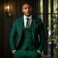 Latest Formal Wear High-End 3 Piece Men Suits Elegant Emerald Green 3-Pieces (Jacket+Vest+Pants)  Wedding Tuxedos Business Suit