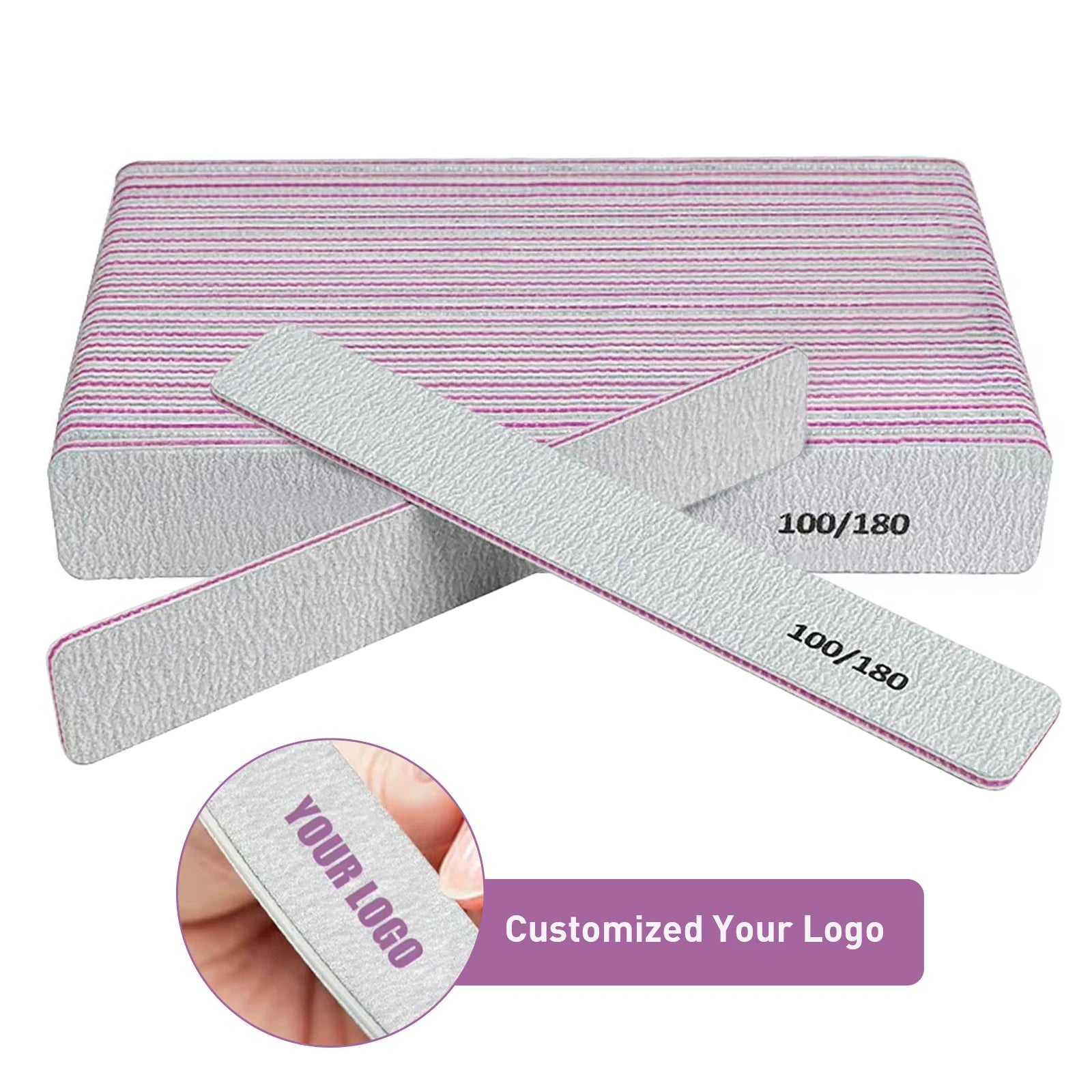 Zebra White Double-sided Emery Board Manicure Art Tools Nail File Set 80 100 150 180 Grit Nail File