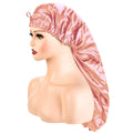 Single Layer Black Satin Hair Braid Bonnet Women's Adjustable Snap Closure Dryer Shower Cap with Button for Daily Use