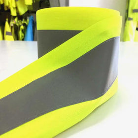 High Visibility Custom Width Fluorescent Yellow Warning Webbing Reflective Ribbon Tapes