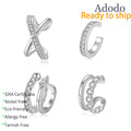 Korean-style Fresh Jewelry 925 Silver Real VVS Full Moissanite Ear Hook No Ear Piercingear Fine Cuff Earrings for Women