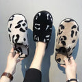 MIO Fashion Winter Furry Faux Fur Lined Bedroom Shoes Ladies Leopard Fluffy Slipper Cozy Indoor Slide Slipper for Women