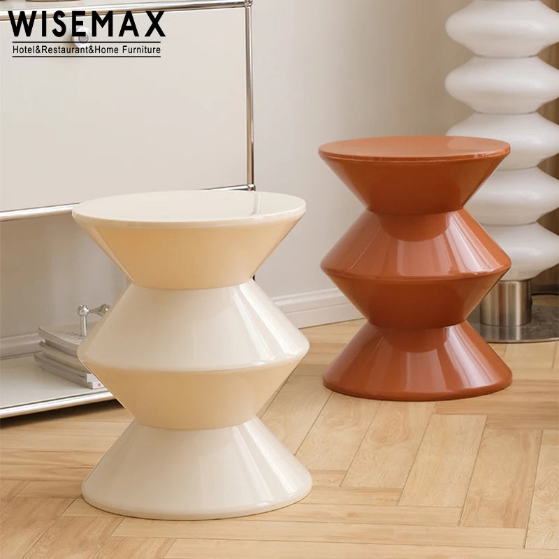 WISEMAX FURNITURE Nordic Modern Design PP Plastic Ottoman Small Round Dressing Room Stool Shoe Changing Stool for Living Room