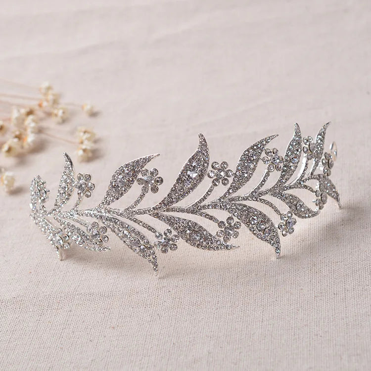 SLBRIDAL Art Deco Crystals Rhinestones Alloy Wedding Crown Bridal Queen Princess Pageant Party Tiara Bridesmaids