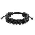 Natural Gemstone Tiger Eye Double Layers Stress Relief Macrame Adjustable Rope Beaded Bracelets for Men