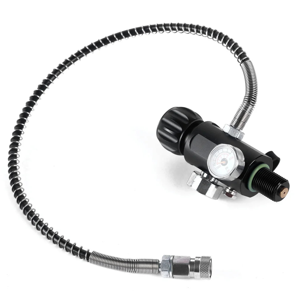 M18x1.5 PCP Tank Dual Gauge Charging Valve Air Fill Station Paintball Gas Cylinder Refill Adapter 400bar 6000psi With 50cm Hose