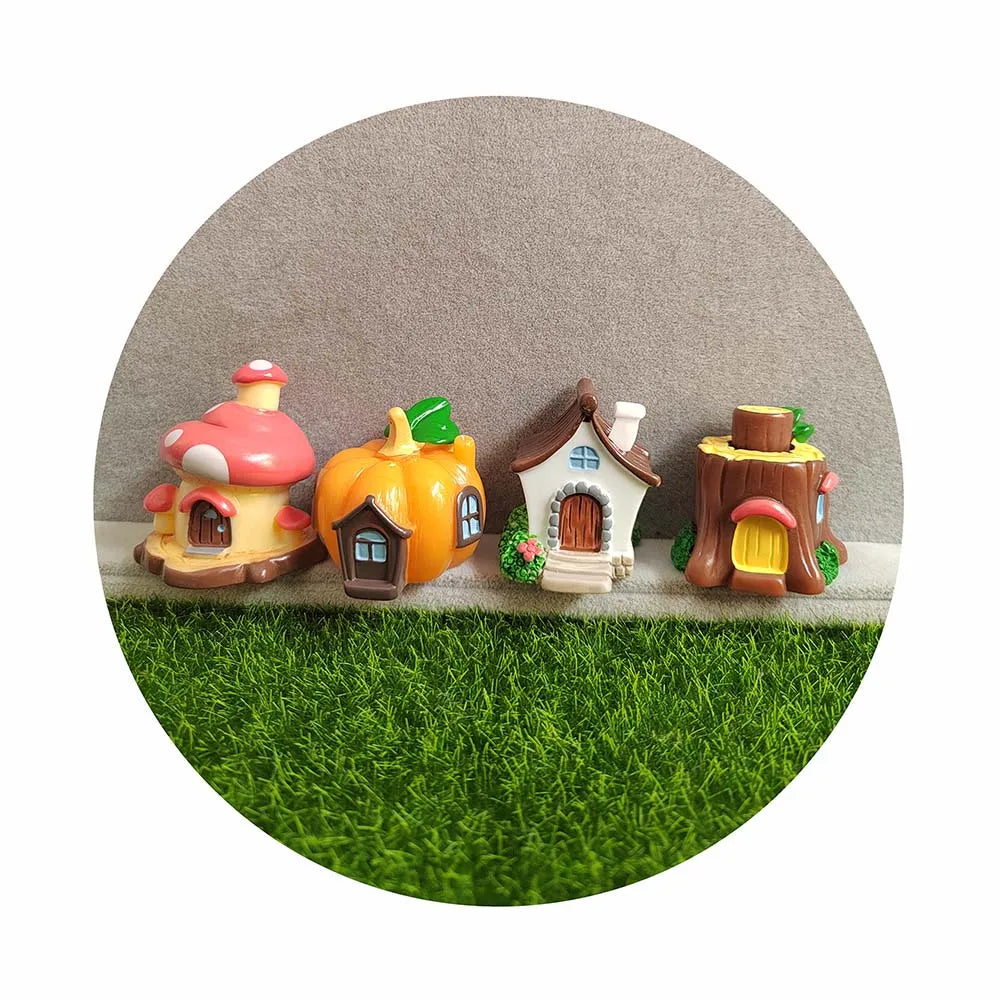 100Pcs Cute Mini 3D Cartoon Mushroom Stump Pumpkin House Models DIY Resin Fairy Garden Craft Decoration Miniatures House Gift