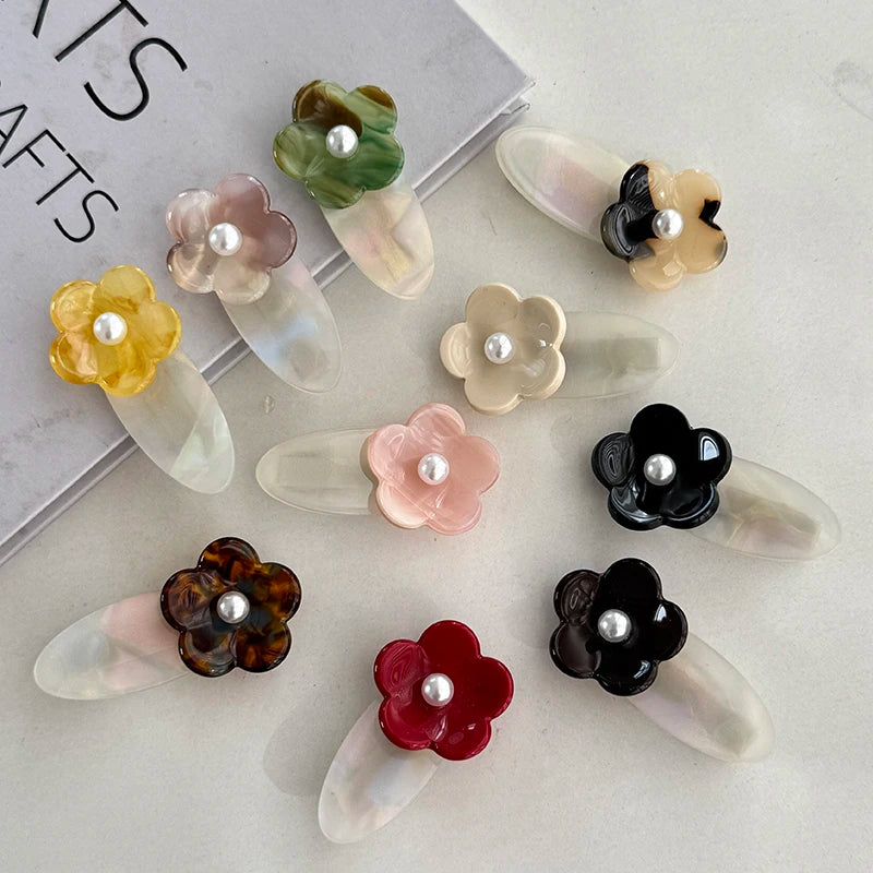 New Pearl Duckbill Side Clip Small Flower Edge Hair Decoration for Girls Cool Spicy Style for Party
