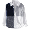 RNSHANGER New Men's Long-sleeved Shirt New Trendy Color Matching Cotton Shirt Casual Fashion Youth Striped Lapel Shirts