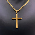 Custom Beveled Cross Necklace Stainless Steel Vintage Silver Double Side Cross Charm Pendant Necklace for Jewelry Making