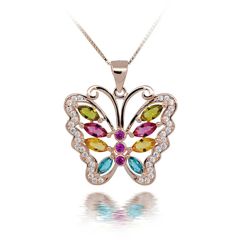 Silver 925 Pendant Corrente De Prata 925 Necklace Pendant 5A+CZ Stone Butterfly Pendant