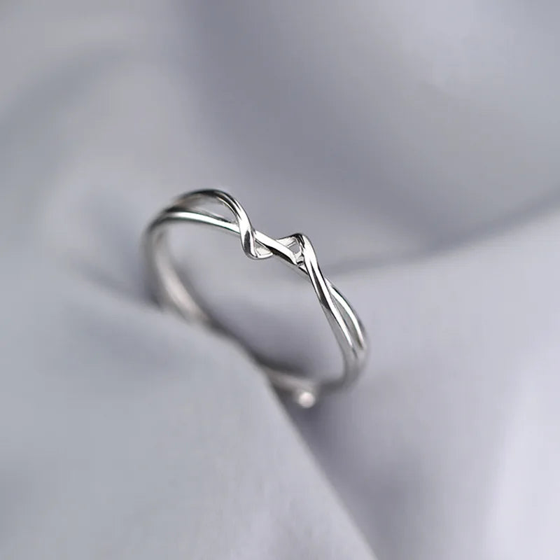 DAICY Elegant Women Adjustable Finger Thin Line Wave 925 Sterling Silver Ring