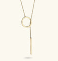 Inspire Jewelry Best Selling 18K Gold Plated Stainless Steel Trendy Open Circle Y With Vertical Lariat Bar Looped Necklace
