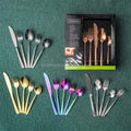 2023 Hot Selling Cubiertos De Acero Inoxidables Negros Juego De Cubiertos Dorados Metal