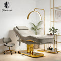 Gold Bottom Stainless Steel Base With Light Foot Control 3 Motor Electric Beauty Massage Bed With Chair Custom Face Bed