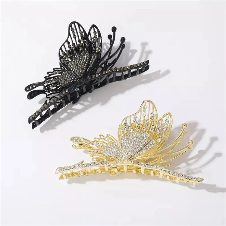 RARA 2022 Hot Sale INS Hair Accessories Women Graceful Butterfly Hair Claws Fashion Metal Hair Clips with Diamond for Girls